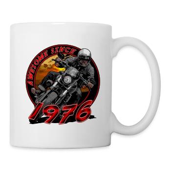 Awesome since 1976, Biker Geburtstag - Tasse - Weiß - Rechts