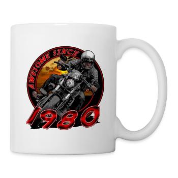 Awesome since 1980, Biker Geburtstag - Tasse - Weiß - Rechts