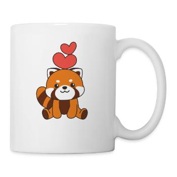 Roter Panda zum Valentinstag süße Tiere mit Herzen - Tasse - Weiß - Rechts