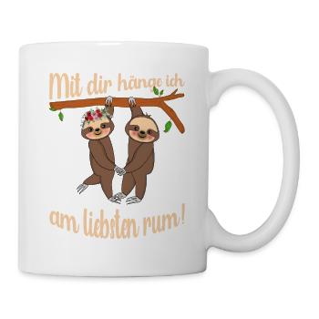 Mit dir hänge ich am liebsten rum am Faultiere - Tasse - Weiß - Rechts
