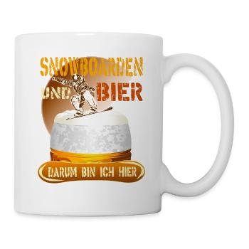 Snowboarden und Bier Wintersport Alkohol - Tasse - Weiß - Rechts