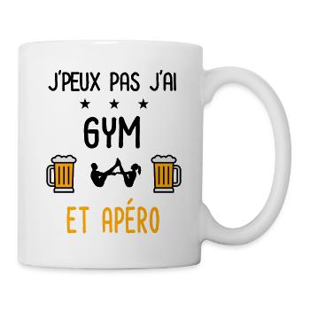 J'peux pas j'ai gym apéro - Mug blanc - blanc - Droite