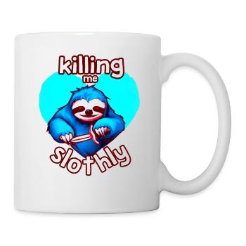 Killing Me Slothly Faultier Messer Turkis Liebe - Tasse - Weiß - Rechts