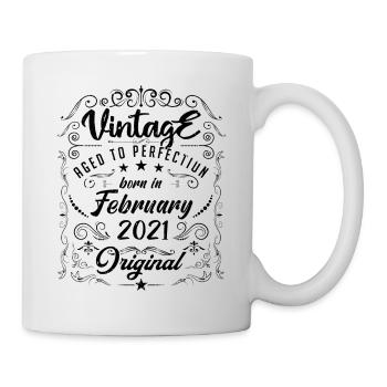 Vintage Né(e) en Février 2021 anniversaire février - Mug blanc - blanc - Droite