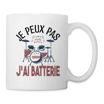 Je peux pas j'ai batterie. Cadeau batteur Musicien - Mug blanc - blanc - Droite