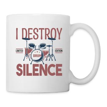 Ich zerstöre das Schweigen. Geschenkschlagzeuger, Geschenkmusiker - Tasse - Weiß - Rechts