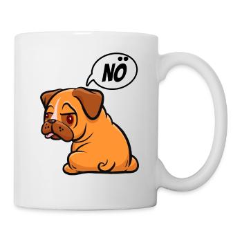 Nö, ich muss garnix - Mops - Spruch - Tasse - Weiß - Rechts