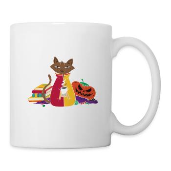 Livre d’étude Livres Cat aime et aime les livres. - Mug blanc - blanc - Droite