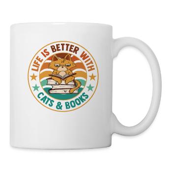 Livre d’étude Livres Cat aime et aime les livres. - Mug blanc - blanc - Droite