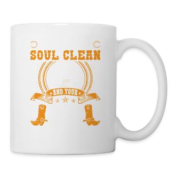 Steer Wrestling Soul Clean Boots Dirty, Rodeo - Tasse - Weiß - Rechts