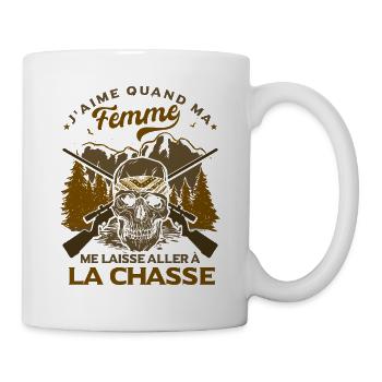Homme Chasseur Amusant Chasse - Mug blanc - blanc - Droite