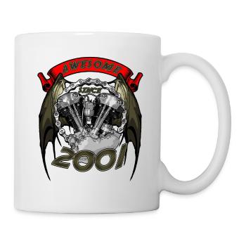Awesome since 2001, Biker Geburtstag - Tasse - Weiß - Rechts