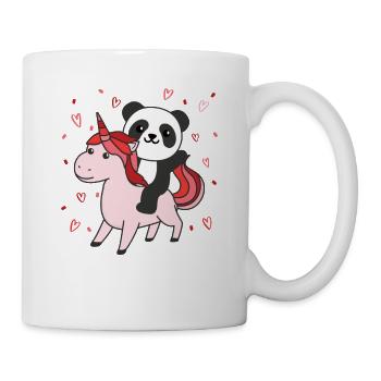 Panda mit Einhorn Herzen Lieblingstier Herz - Tasse - Weiß - Rechts