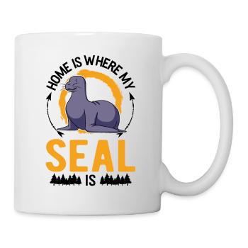 Zuhause ist wo meine Robbe ist Seehund Seelöwe - Tasse - Weiß - Rechts