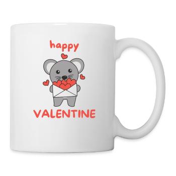 Maus zum Valentinstag süße Tiere mit Herzen - Tasse - Weiß - Rechts