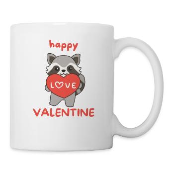 Waschbär zum Valentinstag süße Tiere mit Herzen - Tasse - Weiß - Rechts