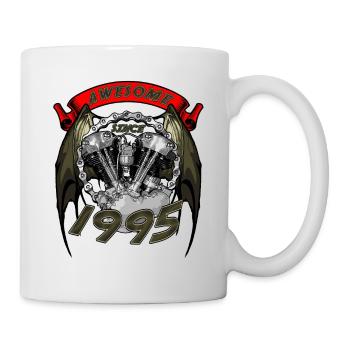 Génial depuis 1995, anniversaire du motard - Mug blanc - blanc - Droite