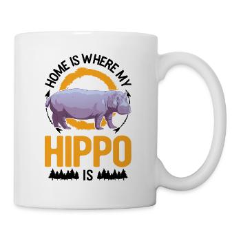 La maison est l’endroit où mon hippopotame est hippopotame - Mug blanc - blanc - Droite