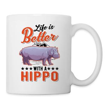 La vie est meilleure avec un hippopotame - Mug blanc - blanc - Droite