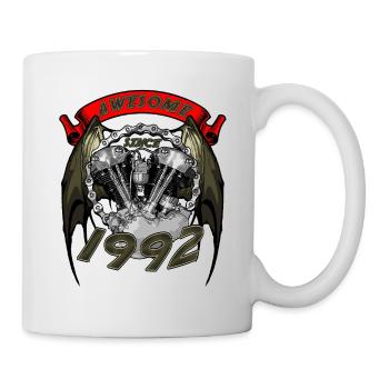 Génial depuis 1992, anniversaire du motard - Mug blanc - blanc - Droite