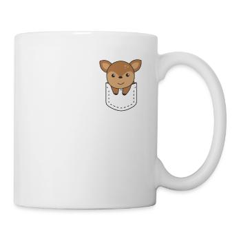 Reh in Tasche süße Rehe in Brusttasche - Tasse - Weiß - Rechts