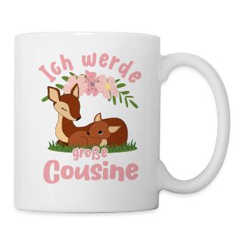 Cousine Ich werde große Cousine Cousinen Rehkitz - Tasse - Weiß - Rechts