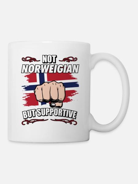 Not Norwegian But Supportive Travel Tourist Norway - Tasse - Weiß