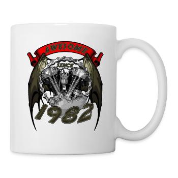 Awesome since 1982, Biker Geburtstag - Tasse - Weiß - Rechts