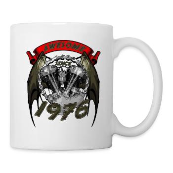 Awesome since 1976, Biker Geburtstag - Tasse - Weiß - Rechts
