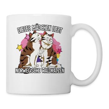 Dieses Mädchen liebt Norwegische Waldkatzen - Tasse - Weiß - Rechts