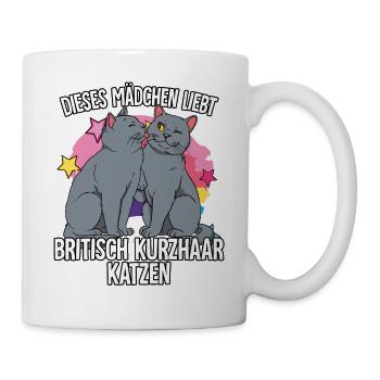 Dieses Mädchen liebt Britisch Kurzhaar Katzen - Tasse - Weiß - Rechts