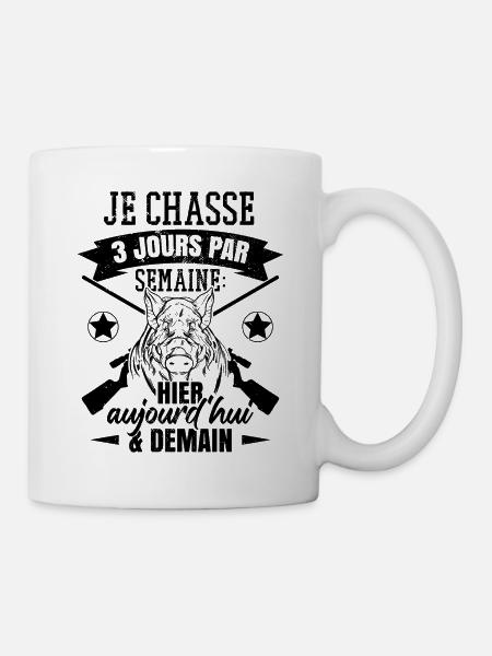 Je chasse 3 jours par semaine - Mug blanc - blanc