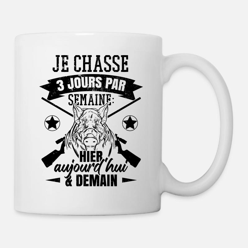 Je chasse 3 jours par semaine - Mug blanc - blanc
