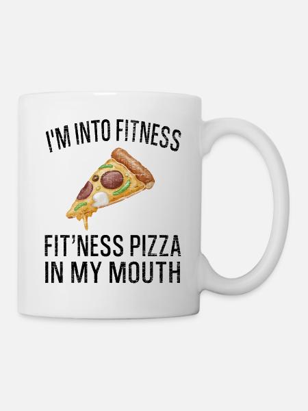 Funny I'm Into Fitness Pizza In My Mouth - Mug - white
