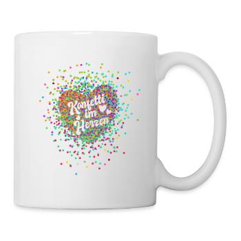 Karneval - Konfetti im Herzen - Fasnacht - Party - Tasse - Weiß - Rechts