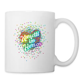 Fastnacht - Karneval - Kostüm - Konfetti im Herzen - Tasse - Weiß - Rechts
