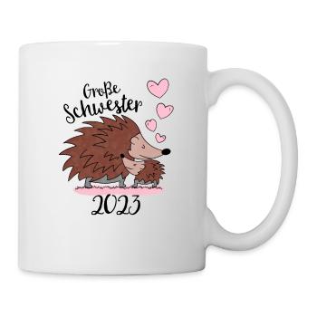 Große Schwester 2023 - Süße Igel Geschenk Idee - Tasse - Weiß - Rechts