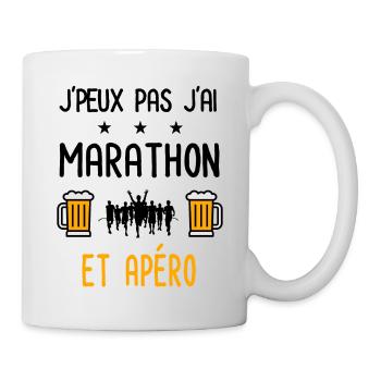 J'peux pas j'ai marathon apéro - Mug blanc - blanc - Droite