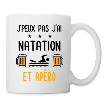 J'peux pas j'ai natation apéro - Mug blanc - blanc - Droite