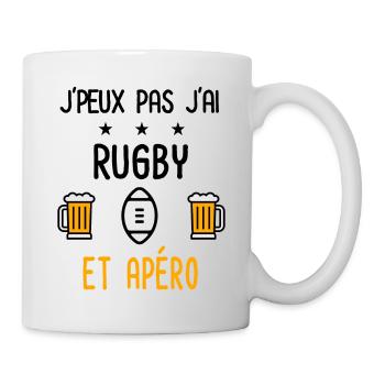 J'peux pas j'ai rugby ballon apéro - Mug blanc - blanc - Droite