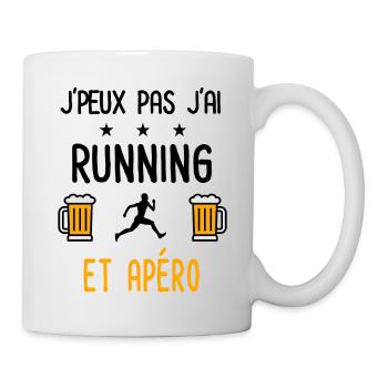J'peux pas j'ai running courir apéro - Mug blanc - blanc - Droite