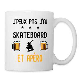 J'peux pas j'ai skateboard apéro - Mug blanc - blanc - Droite