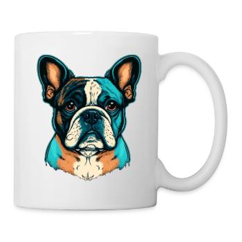Süße französische Bulldogge in abstrakten Farben - Tasse - Weiß - Rechts