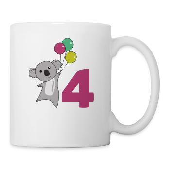 Koala vierter Geburtstag Luftballons für Kinder - Tasse - Weiß - Rechts