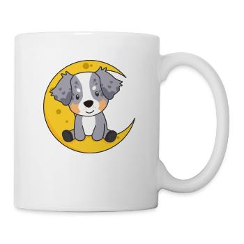 Mond Australian Shepherd süße Tiere für die Nacht - Tasse - Weiß - Rechts