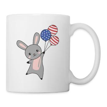 lapin vole ballons usa animaux mignons lapins - Mug blanc - blanc - Droite