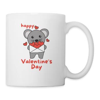 Maus zum Valentinstag süße Tiere mit Herzen - Tasse - Weiß - Rechts