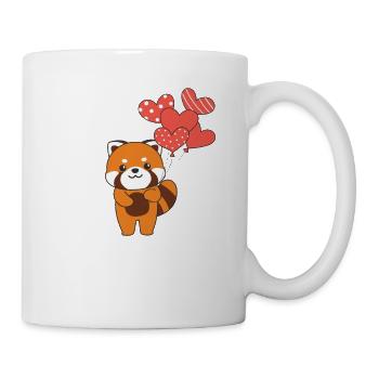 Roter Panda zum Valentinstag süße Tiere mit Herzen - Tasse - Weiß - Rechts