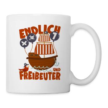 Piratenschiff Endlich 7 Jahre Junge Geburtstag - Tasse - Weiß - Rechts