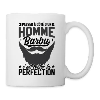 Homme Barbe Humour - Mug blanc - blanc - Droite